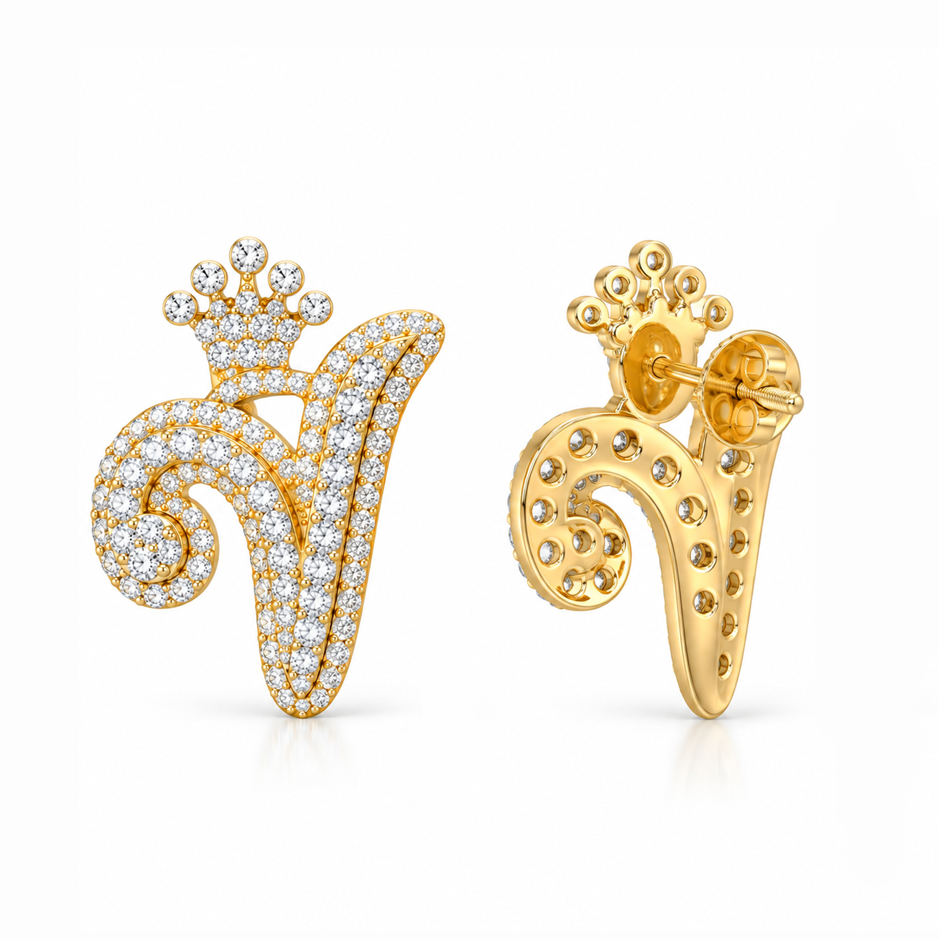Round Crown Moissanite Diamond Men Earring