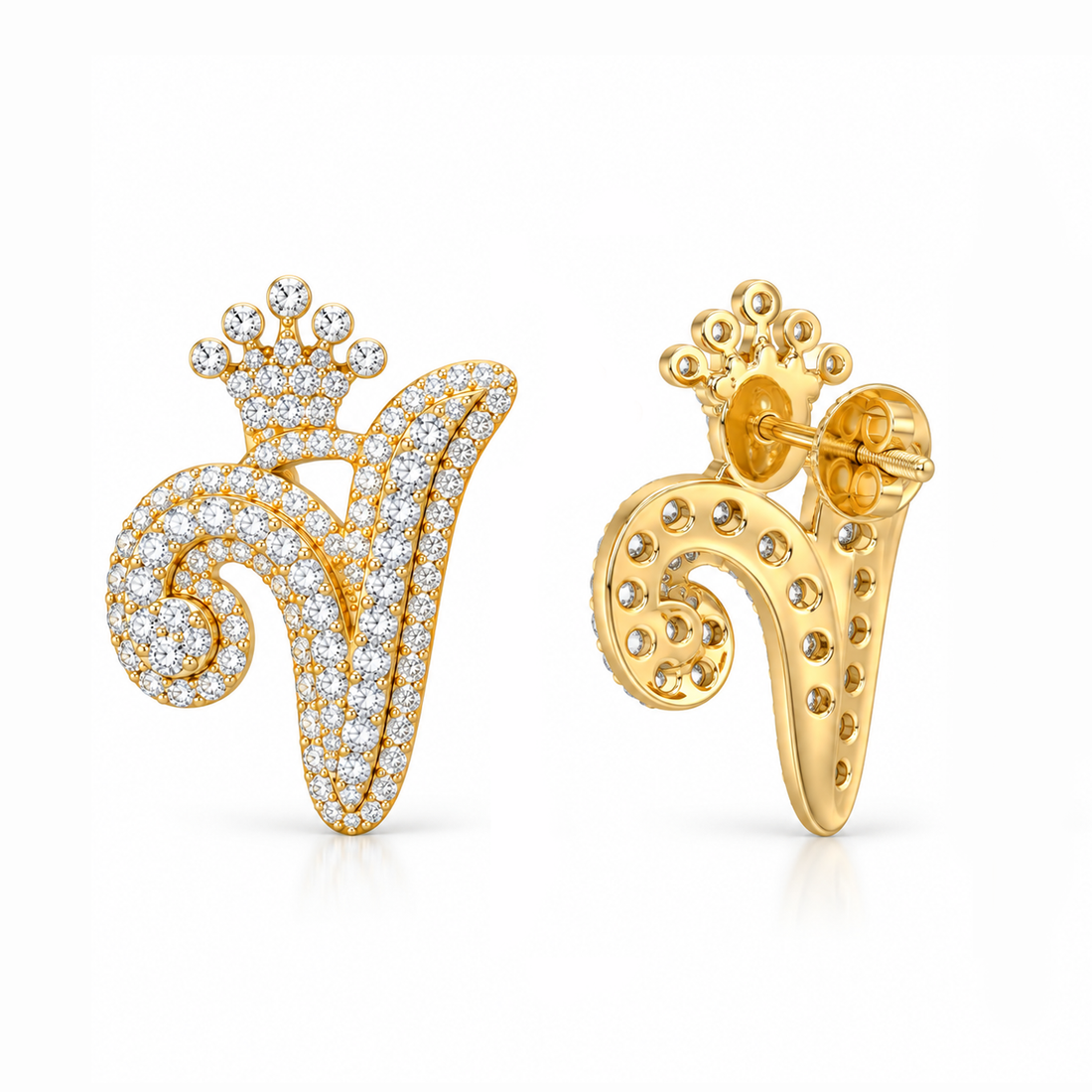 Round Crown Moissanite Diamond Men Earring