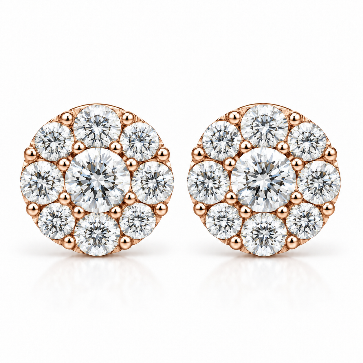 Floral Shape Moissanite Diamond Screw Back Men Earring