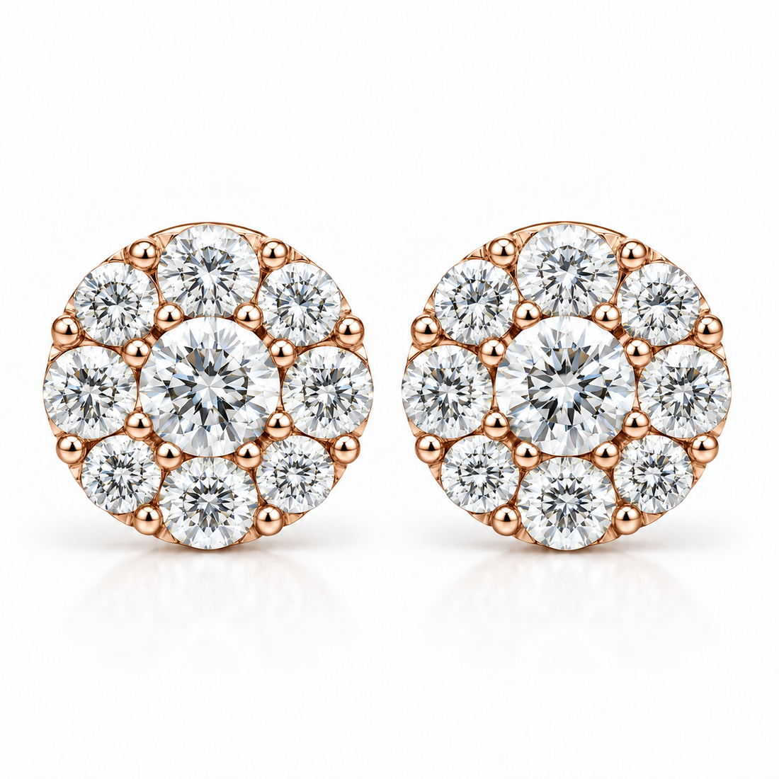 Floral Shape Moissanite Diamond Screw Back Men Earring