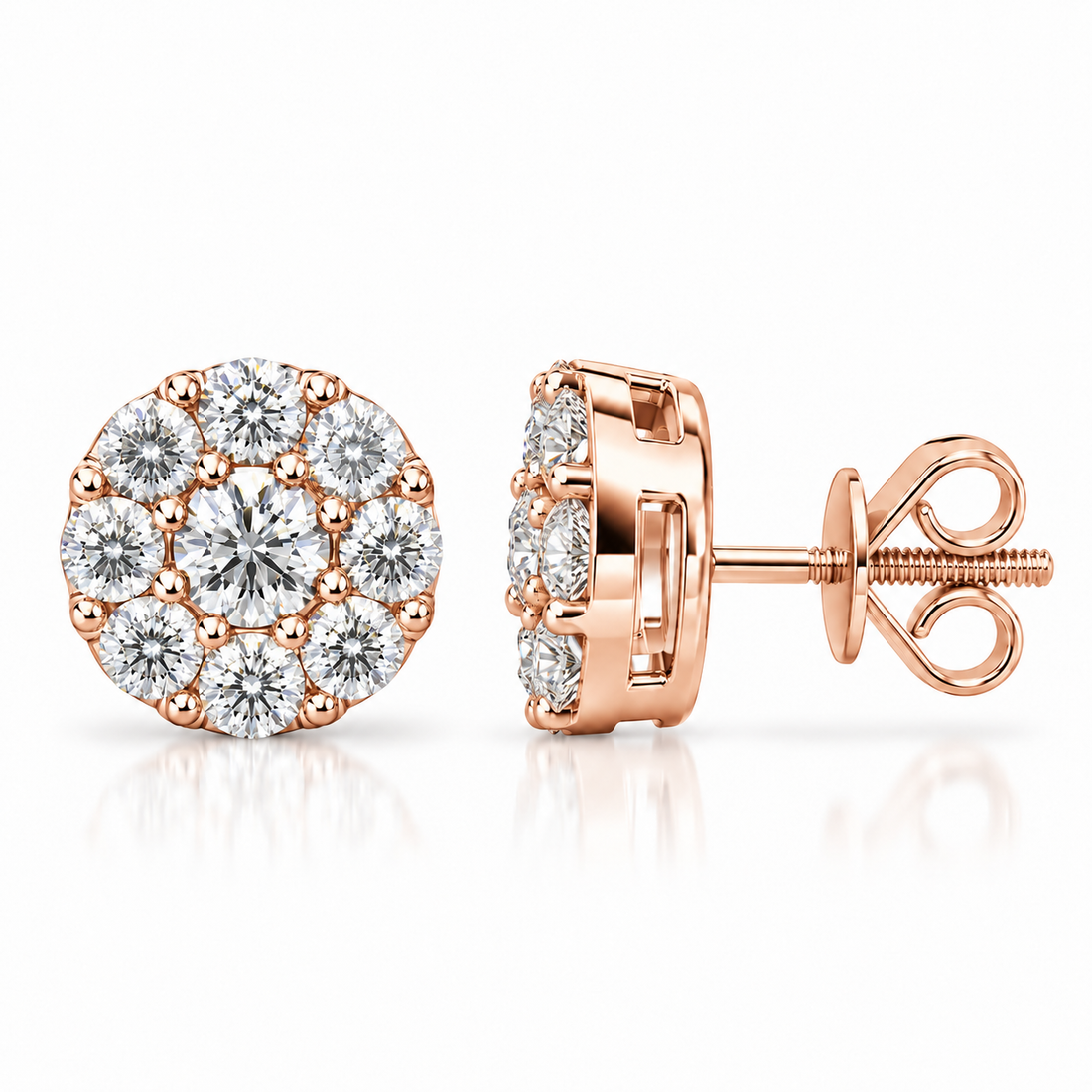 Floral Shape Moissanite Diamond Screw Back Men Earring