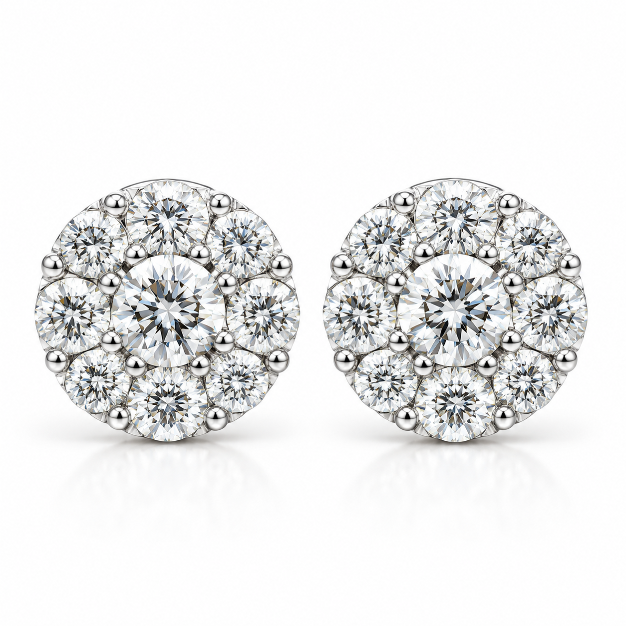 Floral Shape Moissanite Diamond Screw Back Men Earring