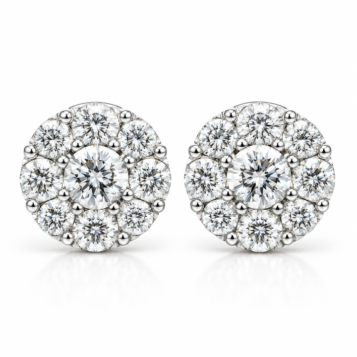 Floral Shape Moissanite Diamond Screw Back Men Earring
