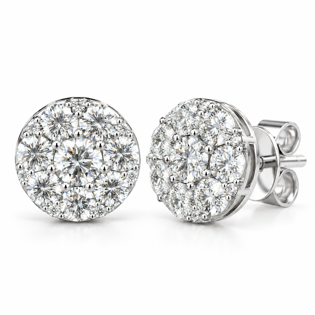 Floral Shape Moissanite Diamond Screw Back Men Earring