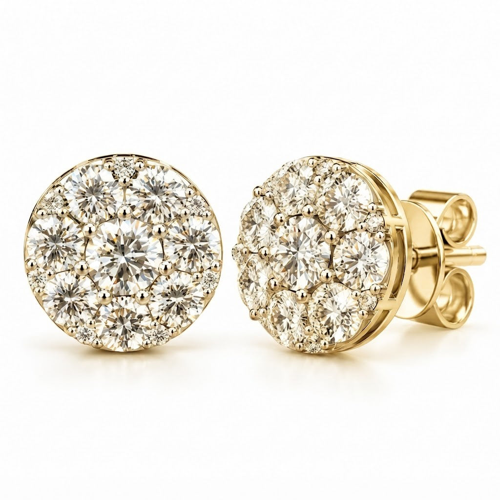 Floral Shape Moissanite Diamond Screw Back Men Earring