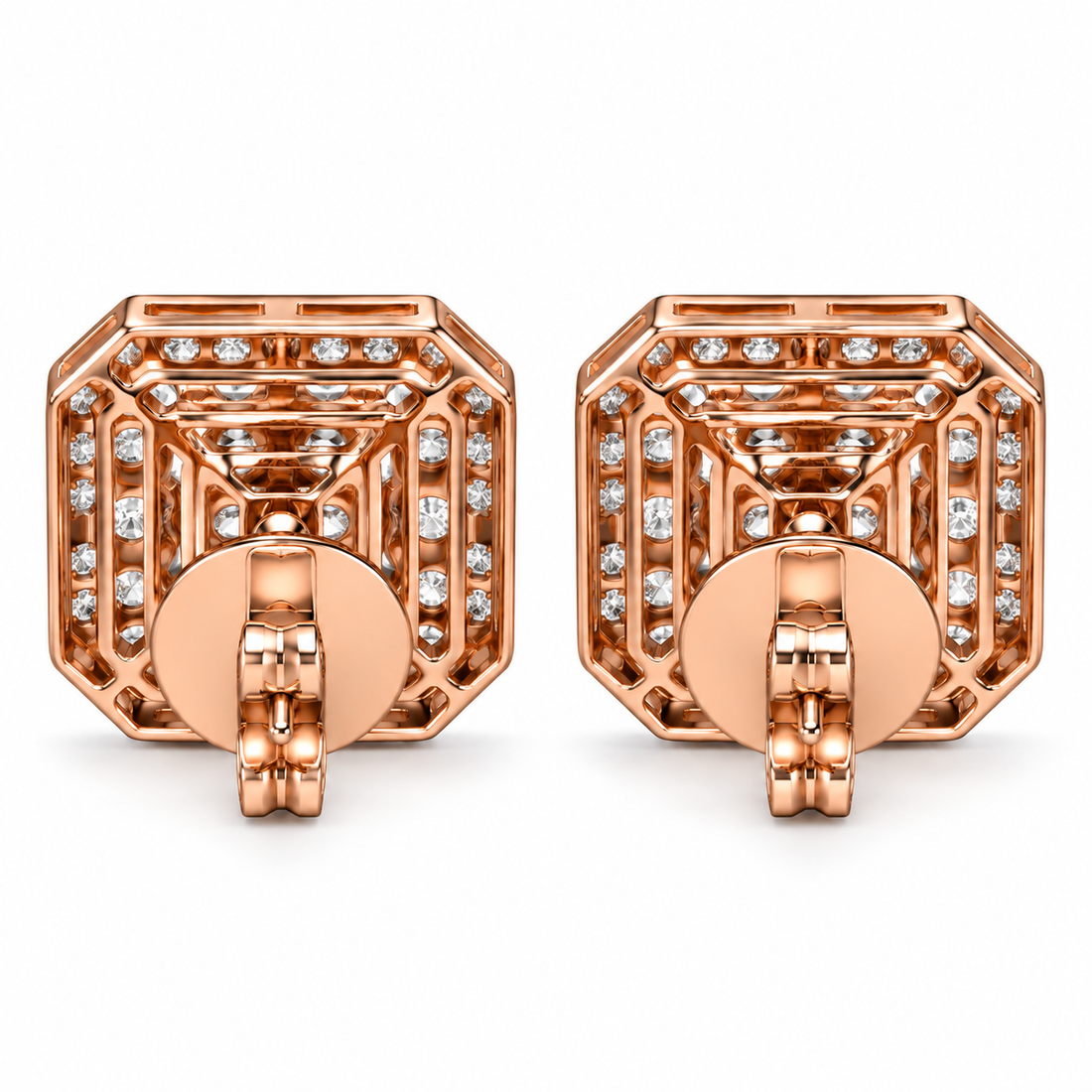 Square Shape Moissanite Diamond Screw Back Unisex Stud Earrings