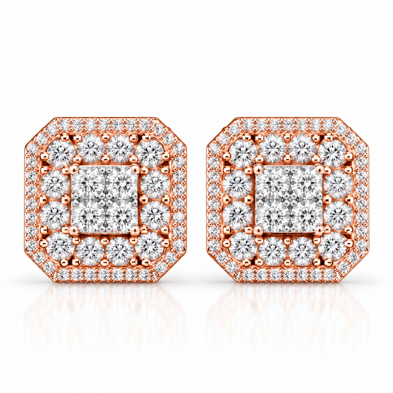 Square Shape Moissanite Diamond Screw Back Unisex Stud Earrings