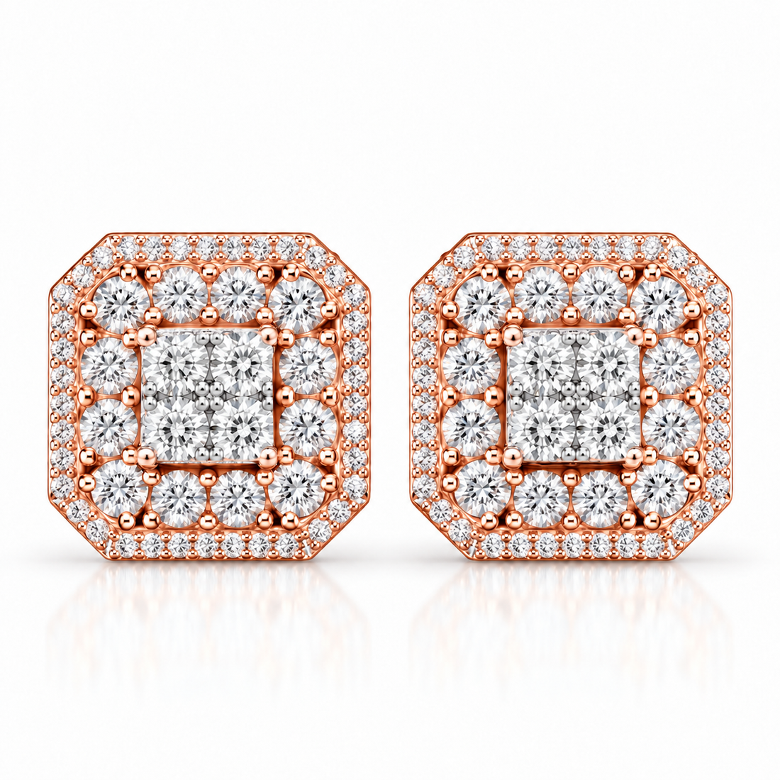 Square Shape Moissanite Diamond Screw Back Unisex Stud Earrings