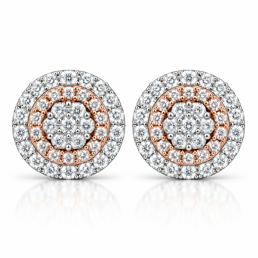 Flower Moissanite Diamond Hip Hop Halo Style Unisex Earring