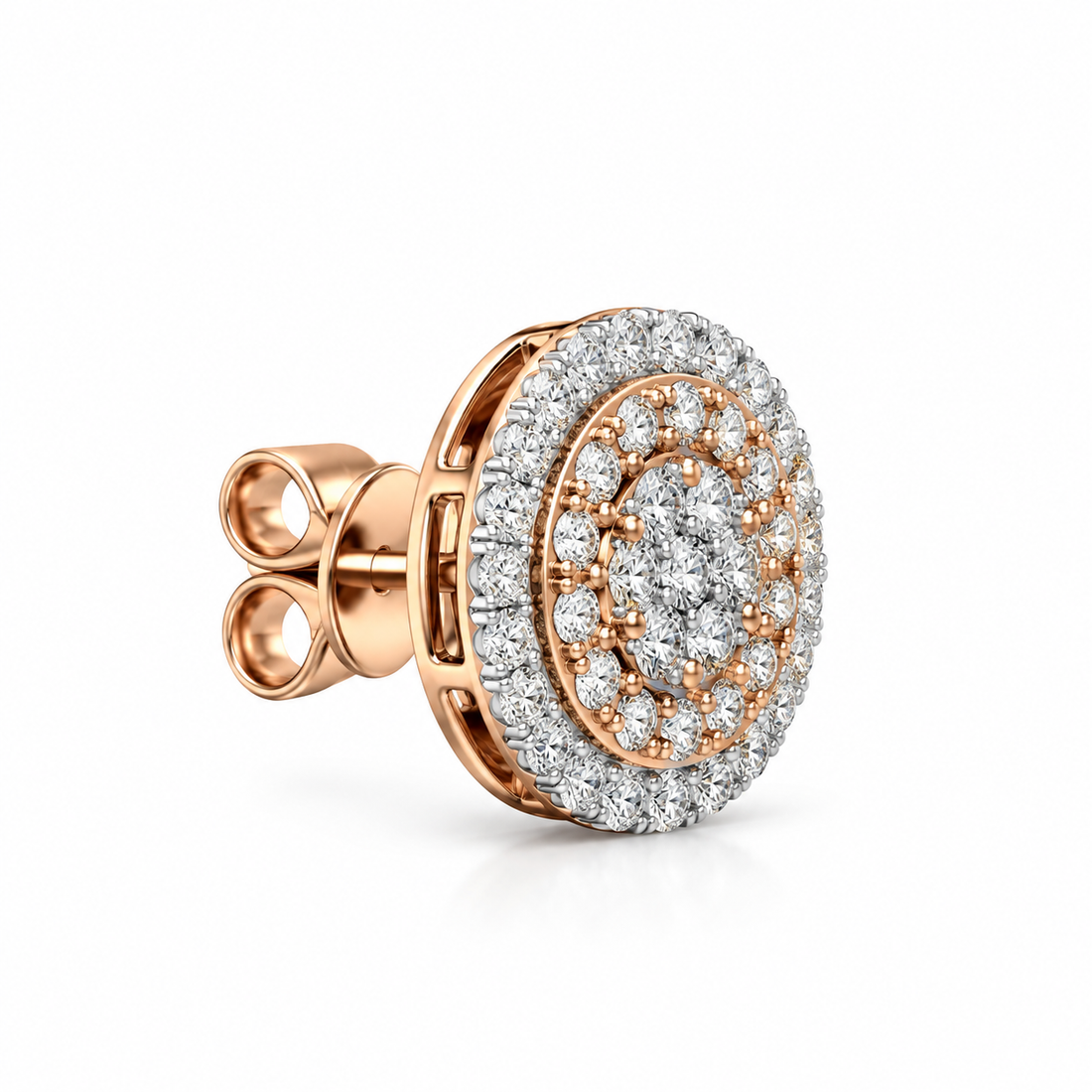 Flower Moissanite Diamond Hip Hop Halo Style Unisex Earring