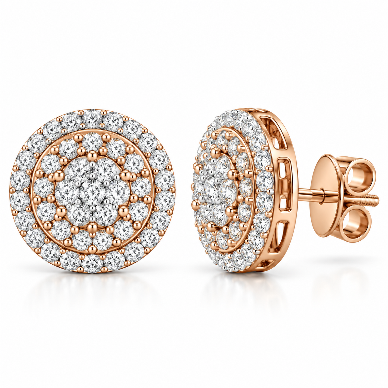 Flower Moissanite Diamond Hip Hop Halo Style Unisex Earring