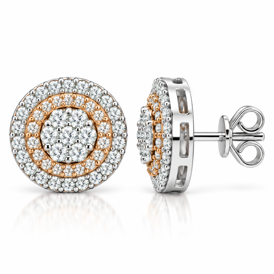 Flower Moissanite Diamond Hip Hop Halo Style Unisex Earring