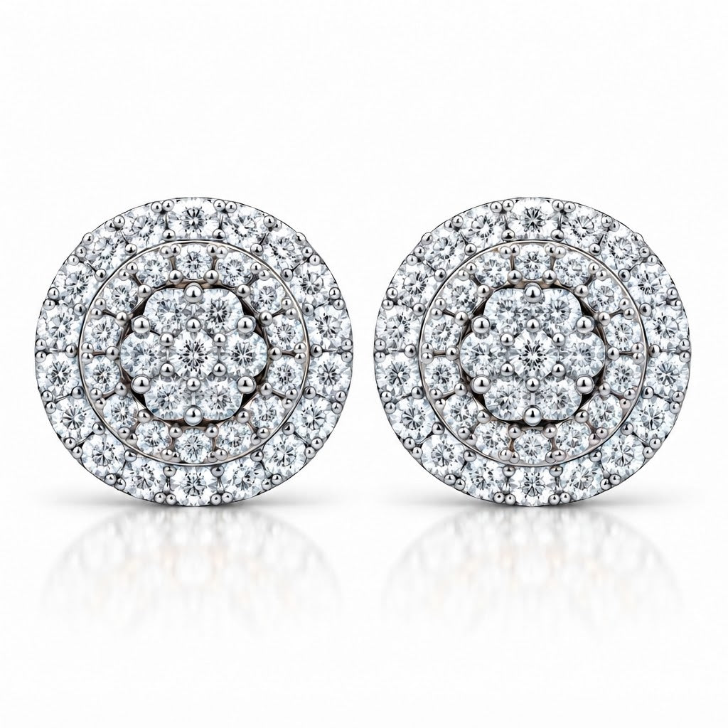 Flower Moissanite Diamond Hip Hop Halo Style Unisex Earring