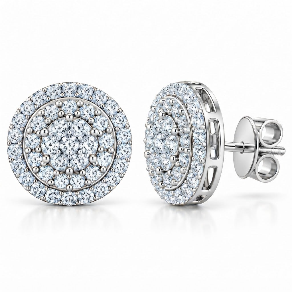 Flower Moissanite Diamond Hip Hop Halo Style Unisex Earring