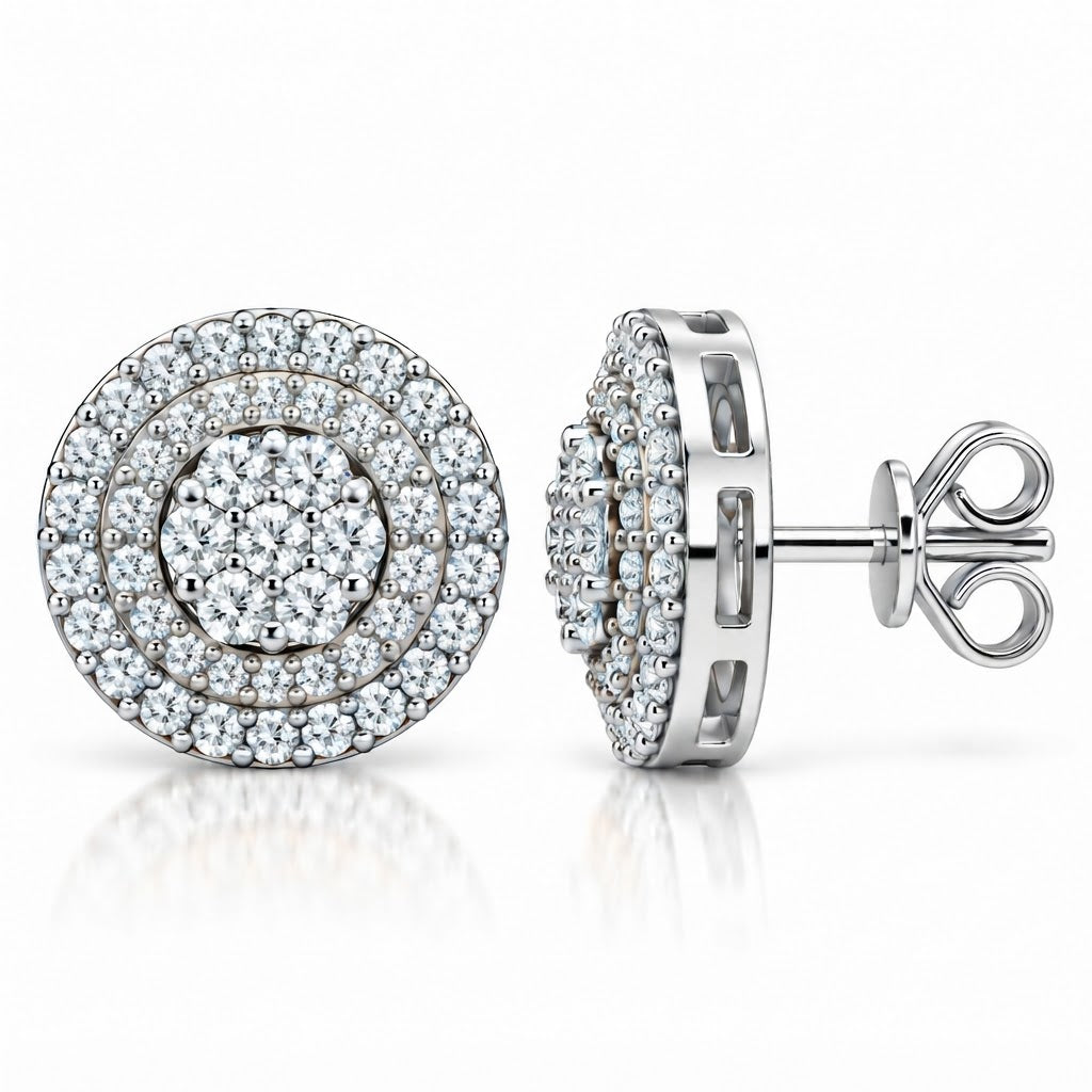 Flower Moissanite Diamond Hip Hop Halo Style Unisex Earring
