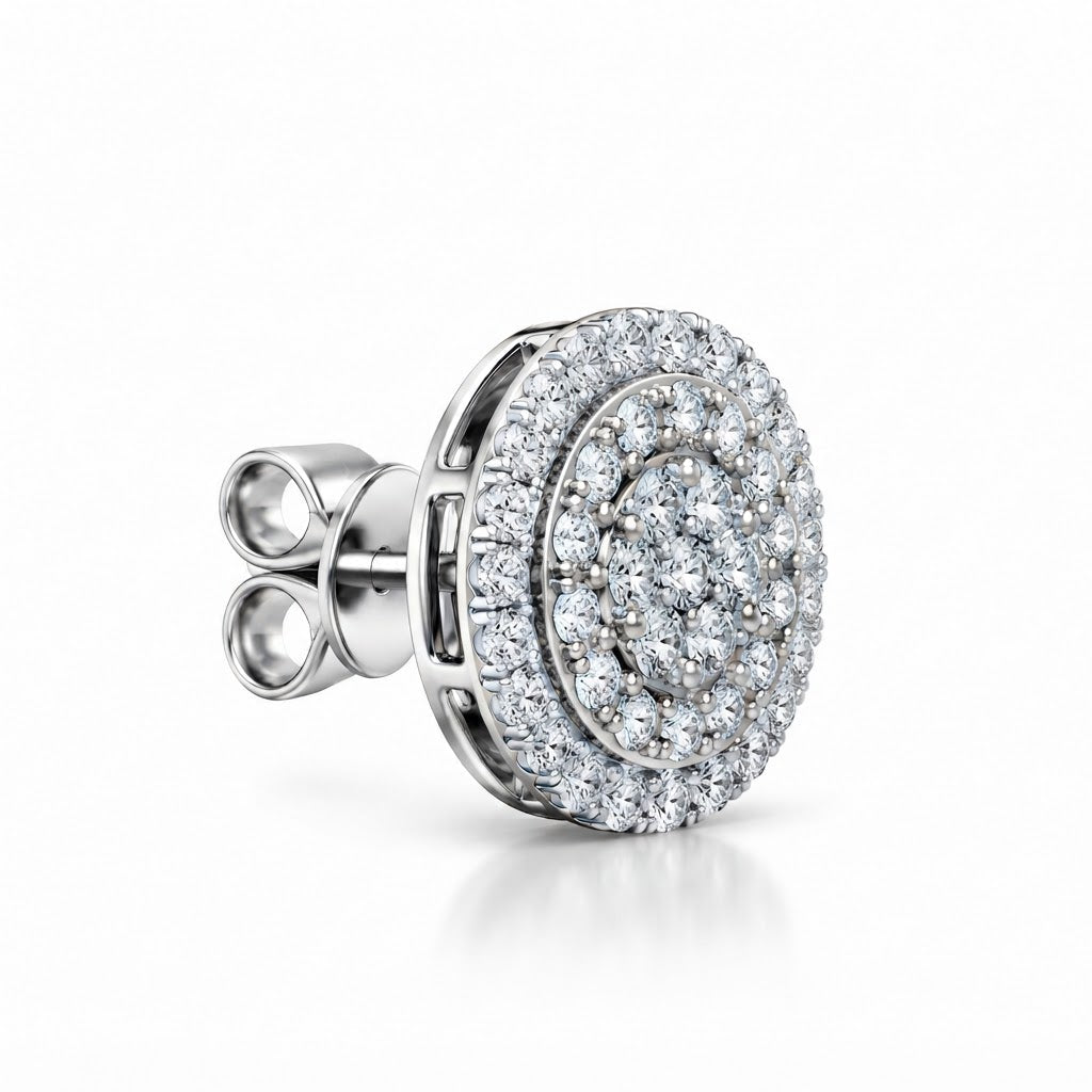 Flower Moissanite Diamond Hip Hop Halo Style Unisex Earring