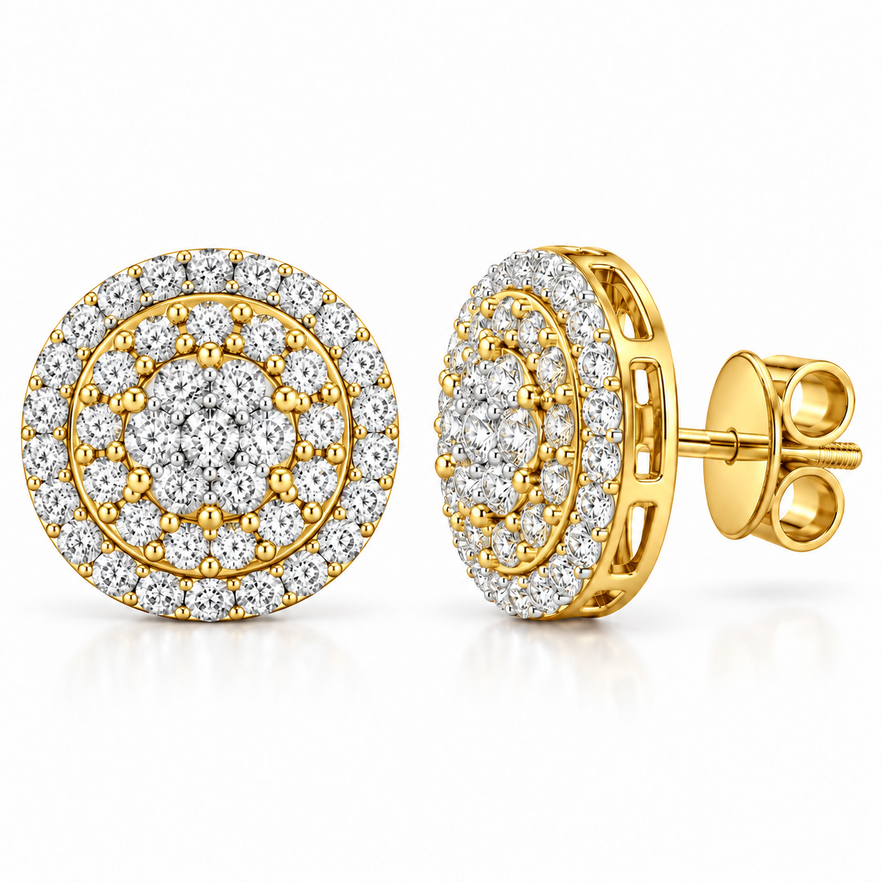 Flower Moissanite Diamond Hip Hop Halo Style Unisex Earring