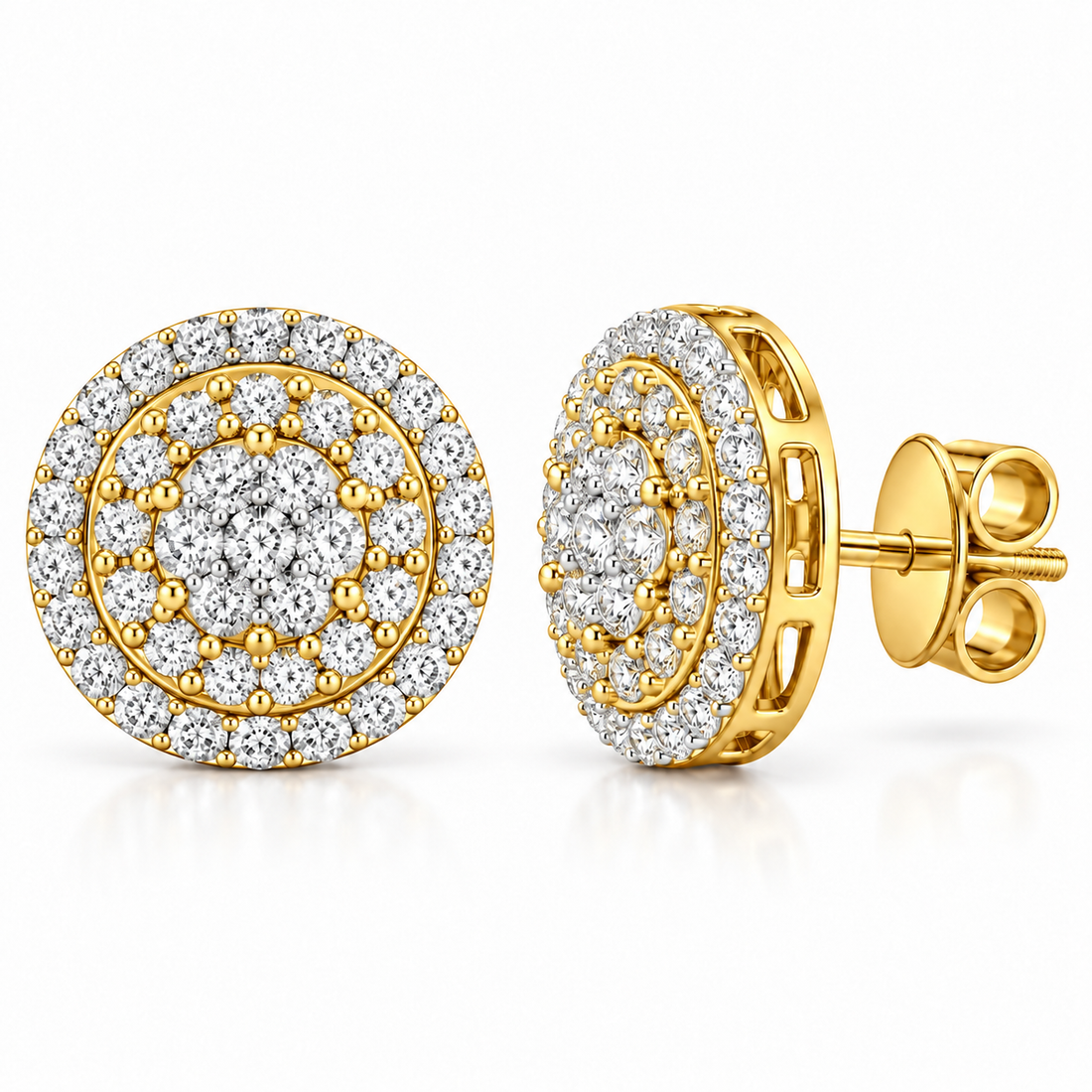Flower Moissanite Diamond Hip Hop Halo Style Unisex Earring