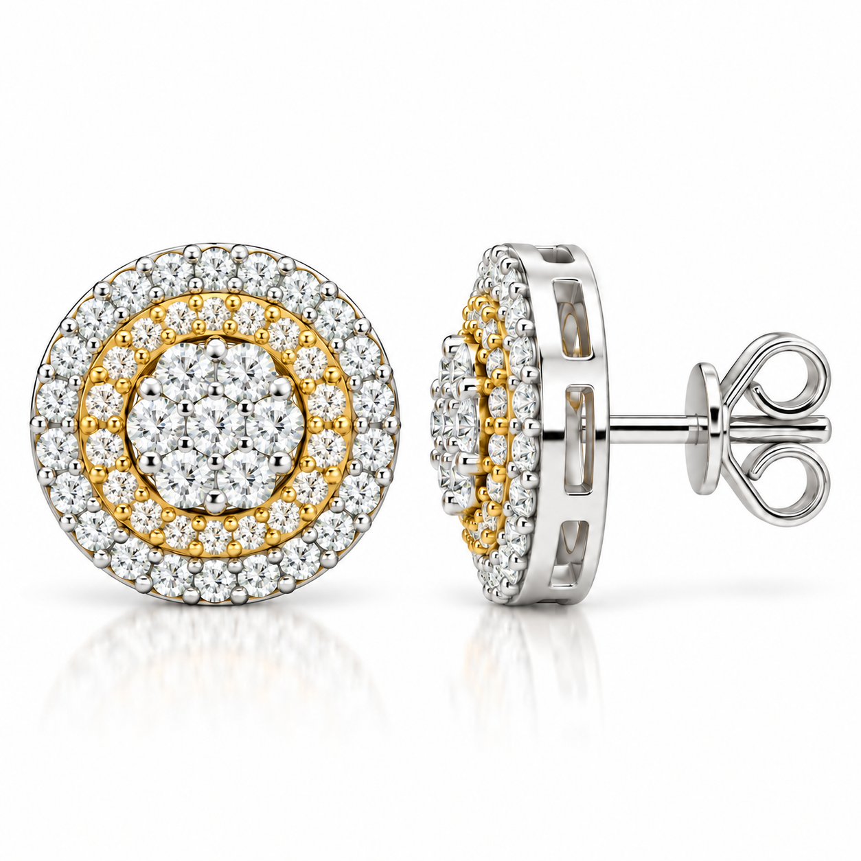 Flower Moissanite Diamond Hip Hop Halo Style Unisex Earring