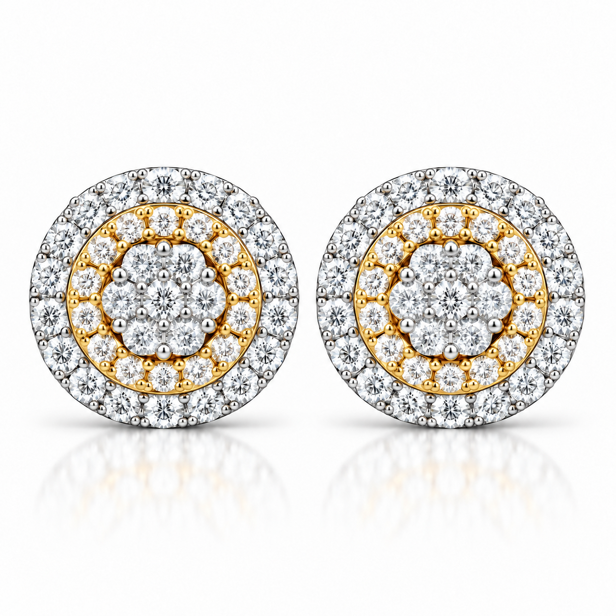 Flower Moissanite Diamond Hip Hop Halo Style Unisex Earring