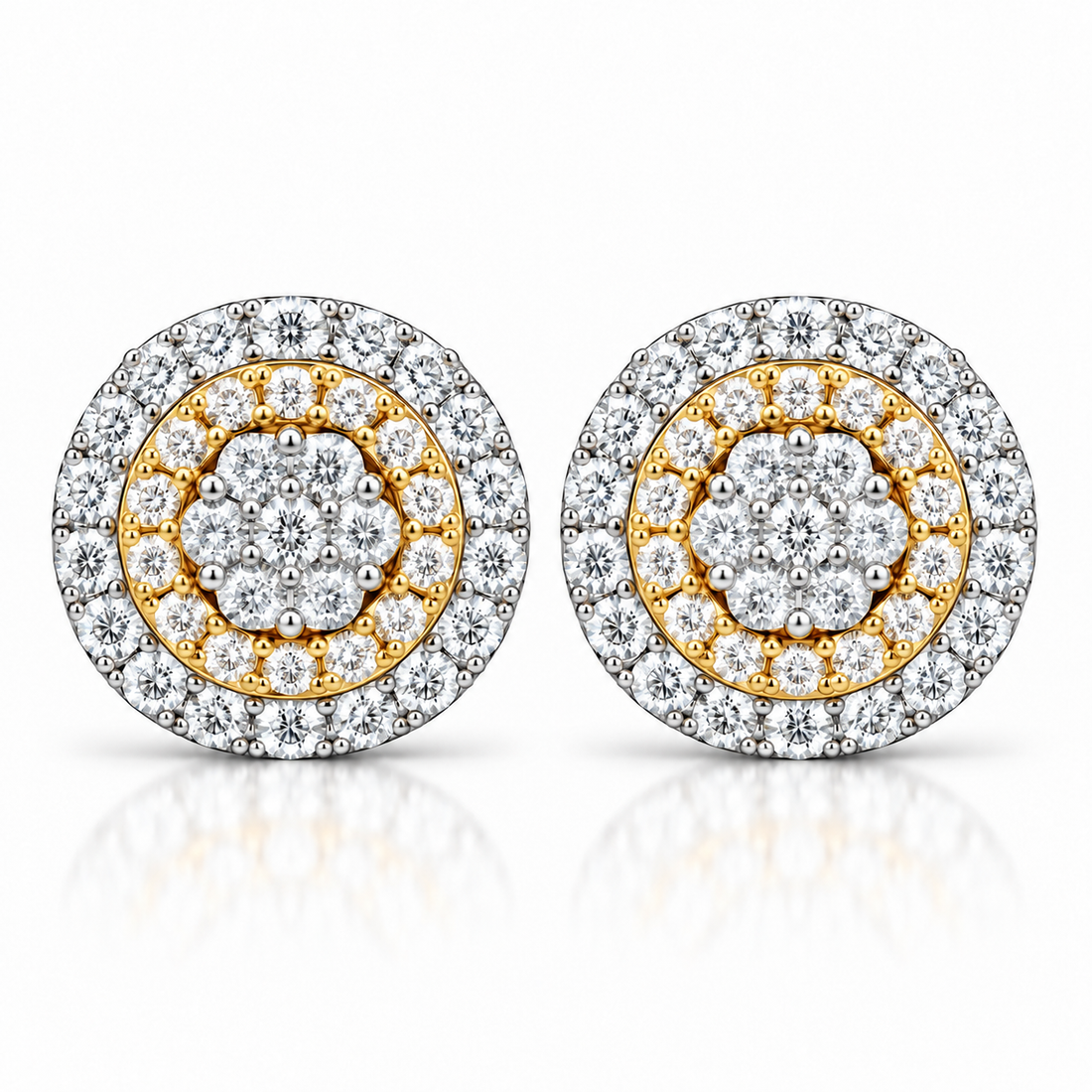 Flower Moissanite Diamond Hip Hop Halo Style Unisex Earring