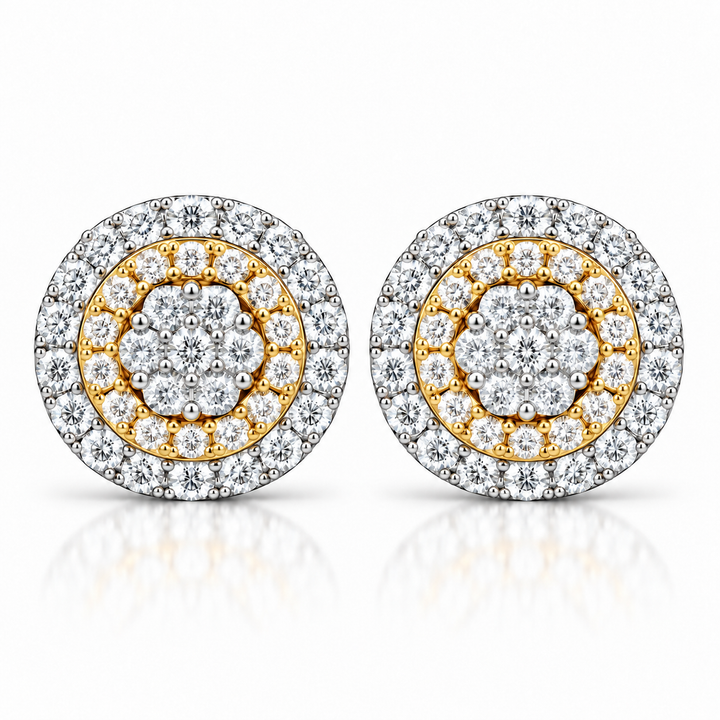 Flower Moissanite Diamond Hip Hop Halo Style Unisex Earring
