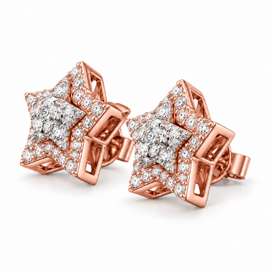 Star Shape Fully Iced Out Moissanite Diamond Earring