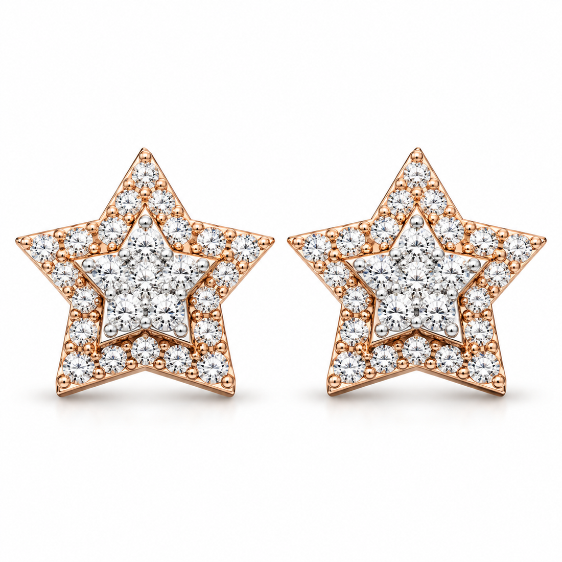 Star Shape Fully Iced Out Moissanite Diamond Earring
