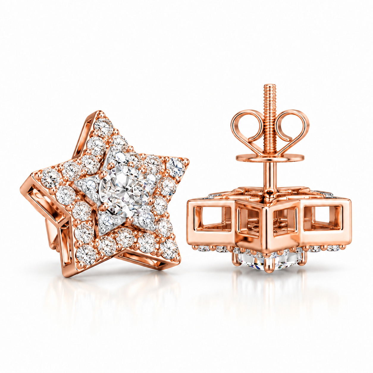 Star Shape Fully Iced Out Moissanite Diamond Earring