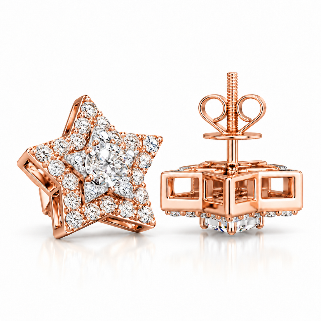Star Shape Fully Iced Out Moissanite Diamond Earring