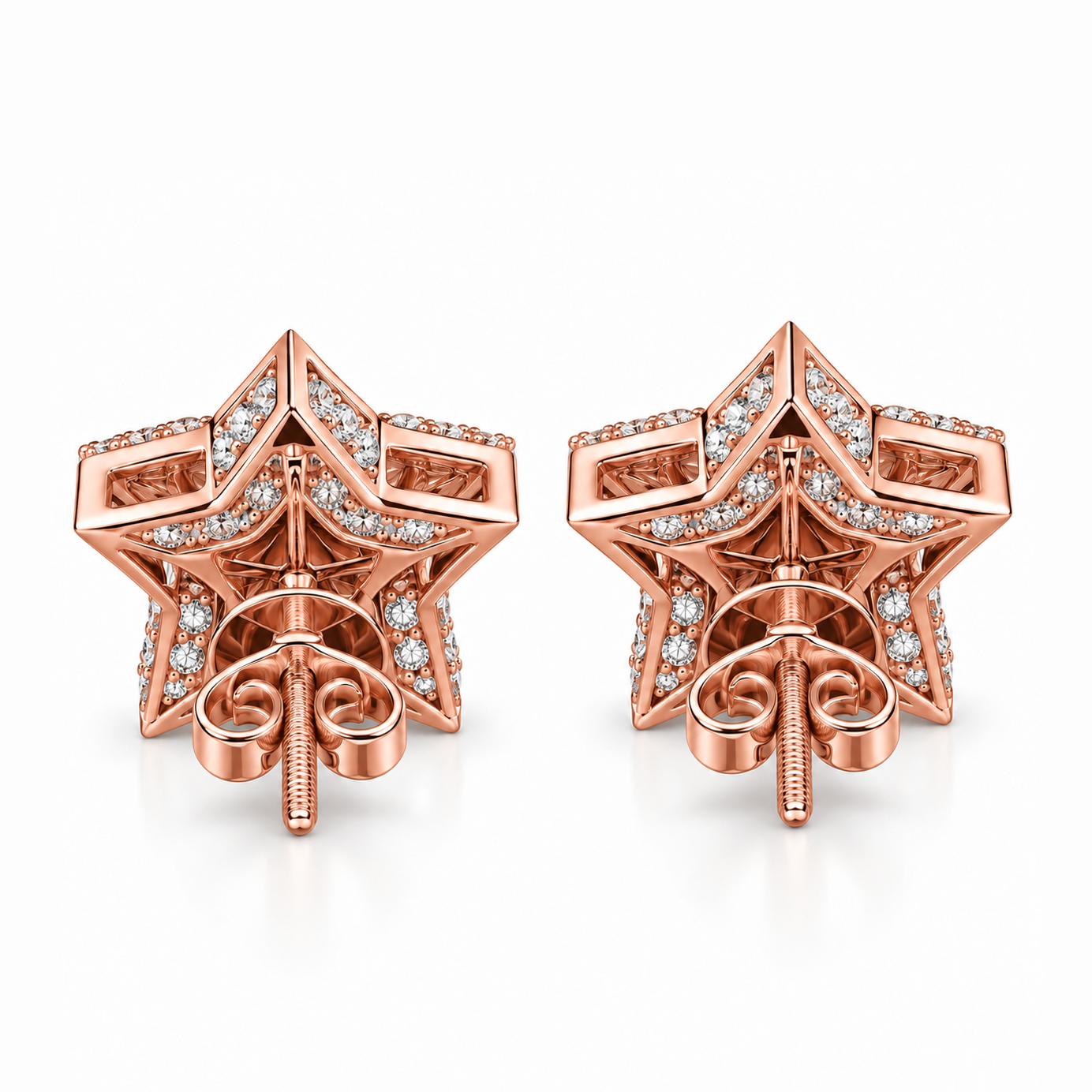 Star Shape Fully Iced Out Moissanite Diamond Earring