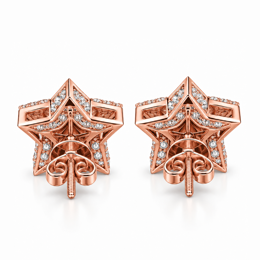 Star Shape Fully Iced Out Moissanite Diamond Earring