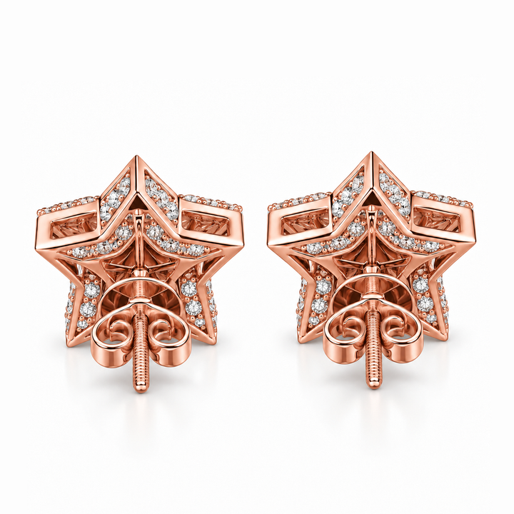 Star Shape Fully Iced Out Moissanite Diamond Earring