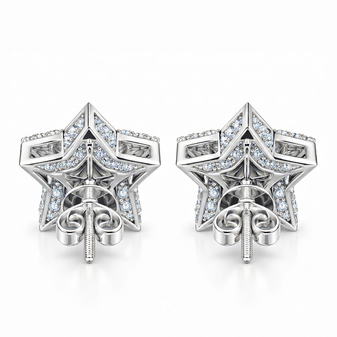 Star Shape Fully Iced Out Moissanite Diamond Earring