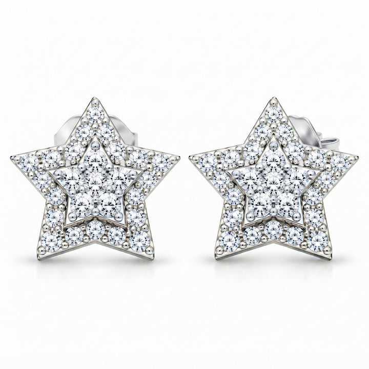Star Shape Fully Iced Out Moissanite Diamond Earring