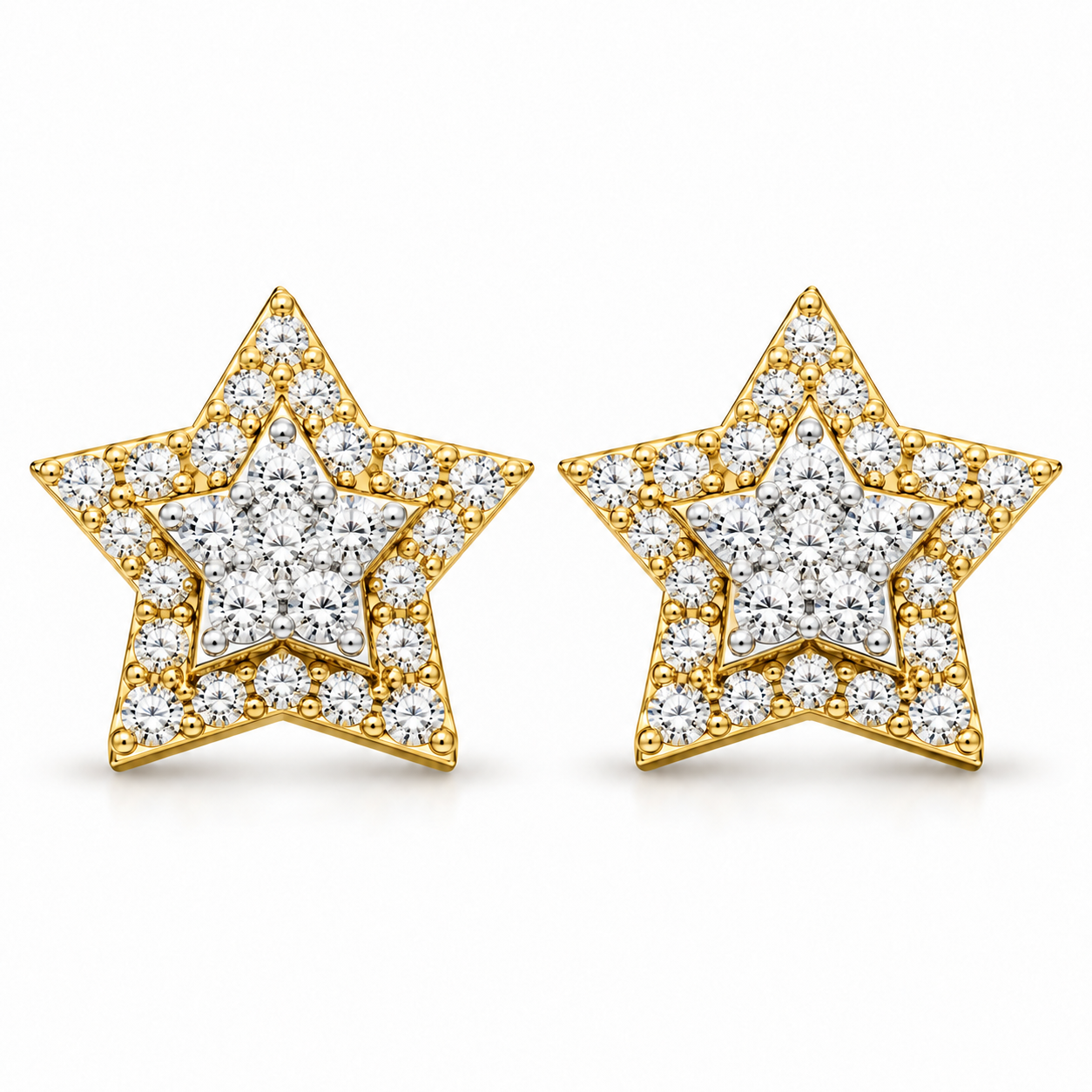 Star Shape Fully Iced Out Moissanite Diamond Earring