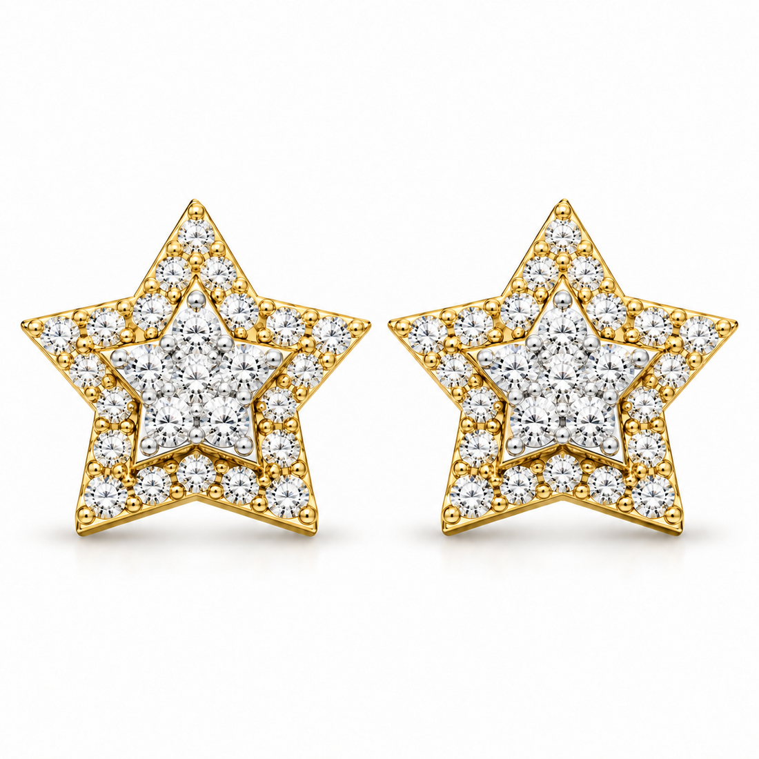 Star Shape Fully Iced Out Moissanite Diamond Earring