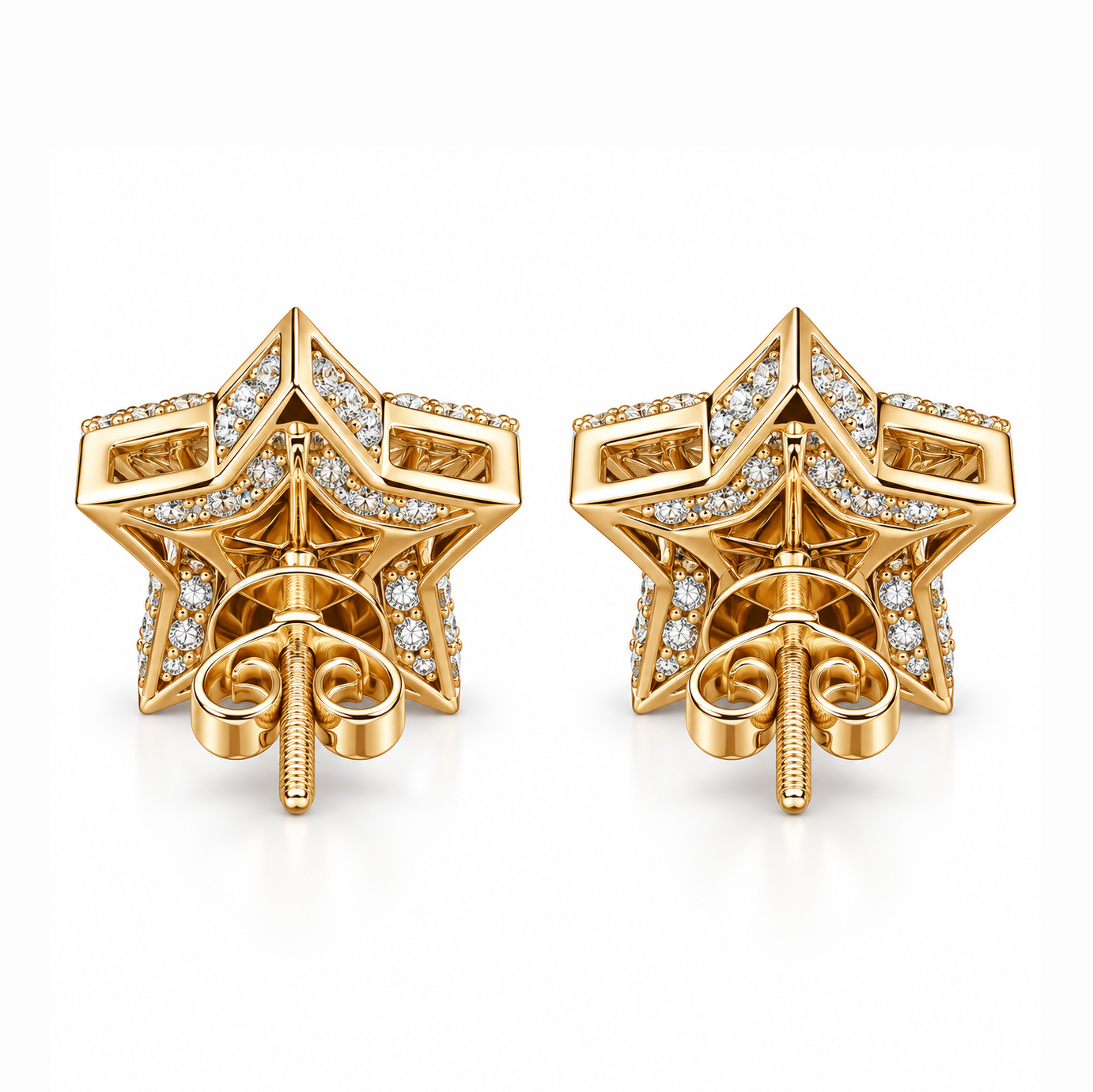 Star Shape Fully Iced Out Moissanite Diamond Earring