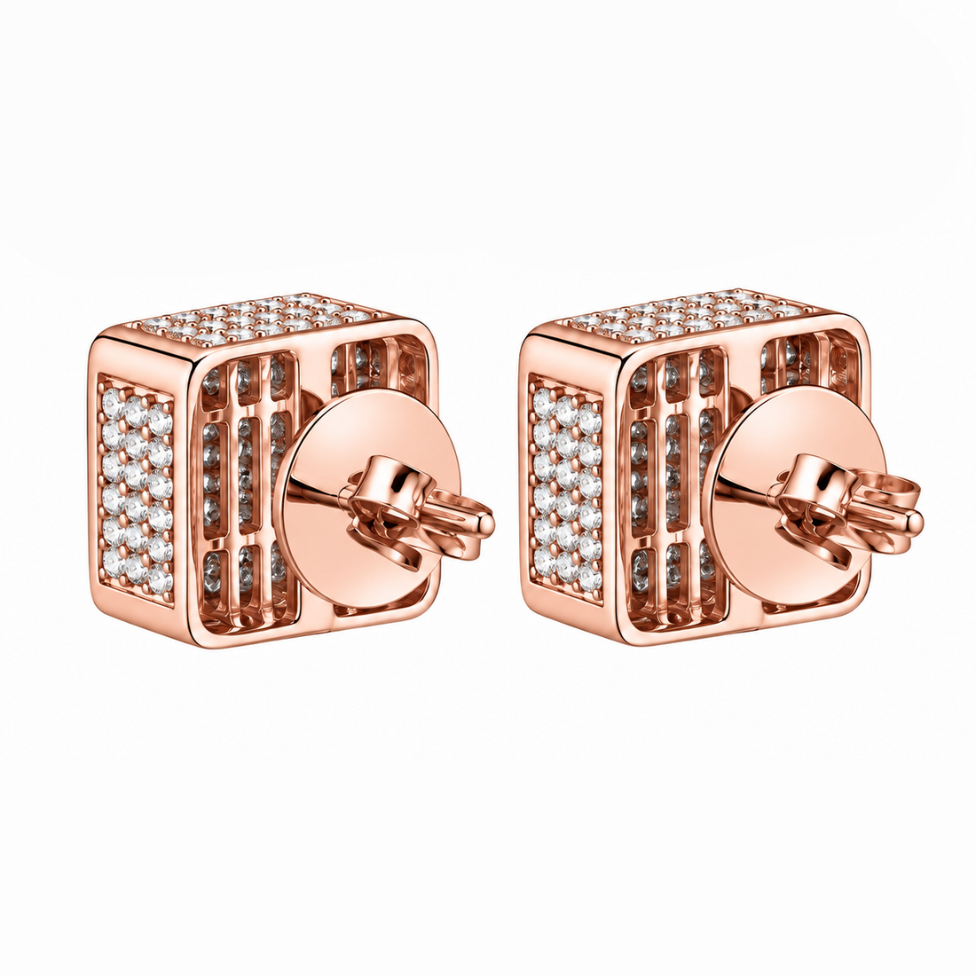 Hip Hop Round And Princess Moissanite Diamond Stud Earring