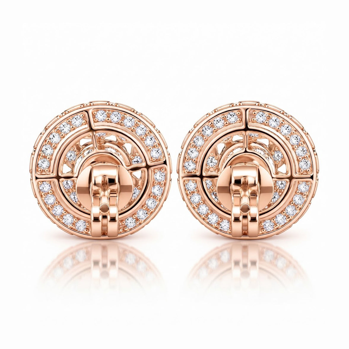 Round Baguette Cluster Style Hip Hop Diamond Stud Earrings for Unisex