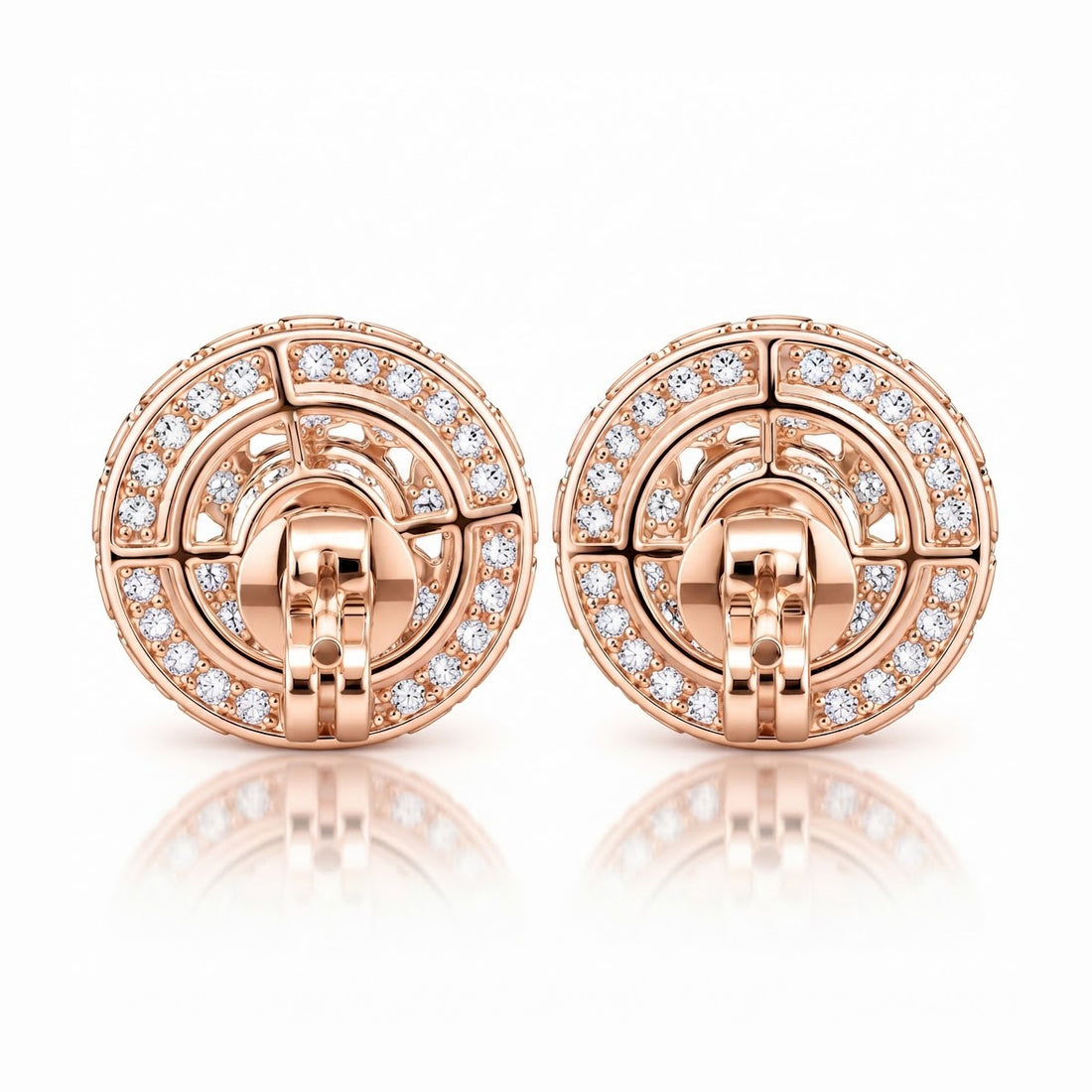 Round Baguette Cluster Style Hip Hop Diamond Stud Earrings for Unisex