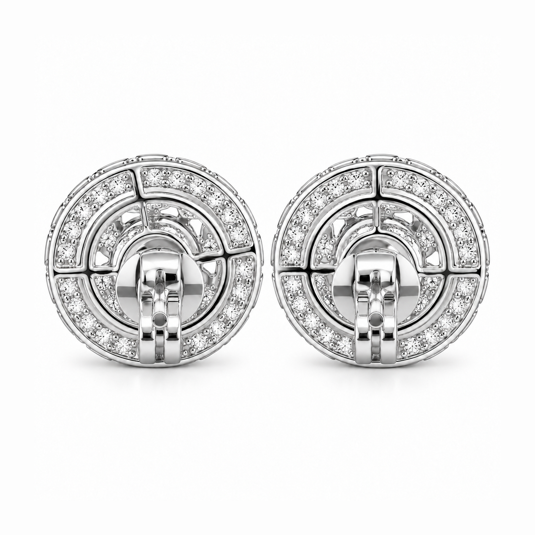 Round Baguette Cluster Style Hip Hop Diamond Stud Earrings for Unisex