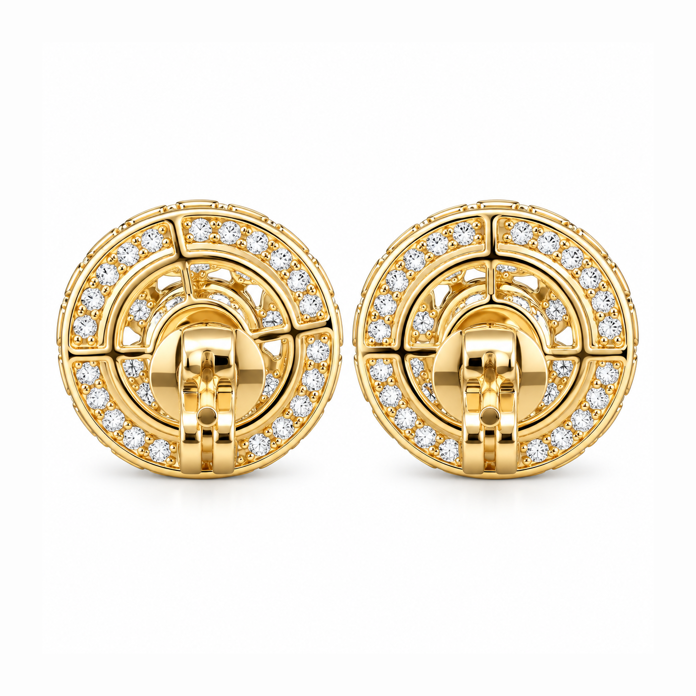 Round Baguette Cluster Style Hip Hop Diamond Stud Earrings for Unisex