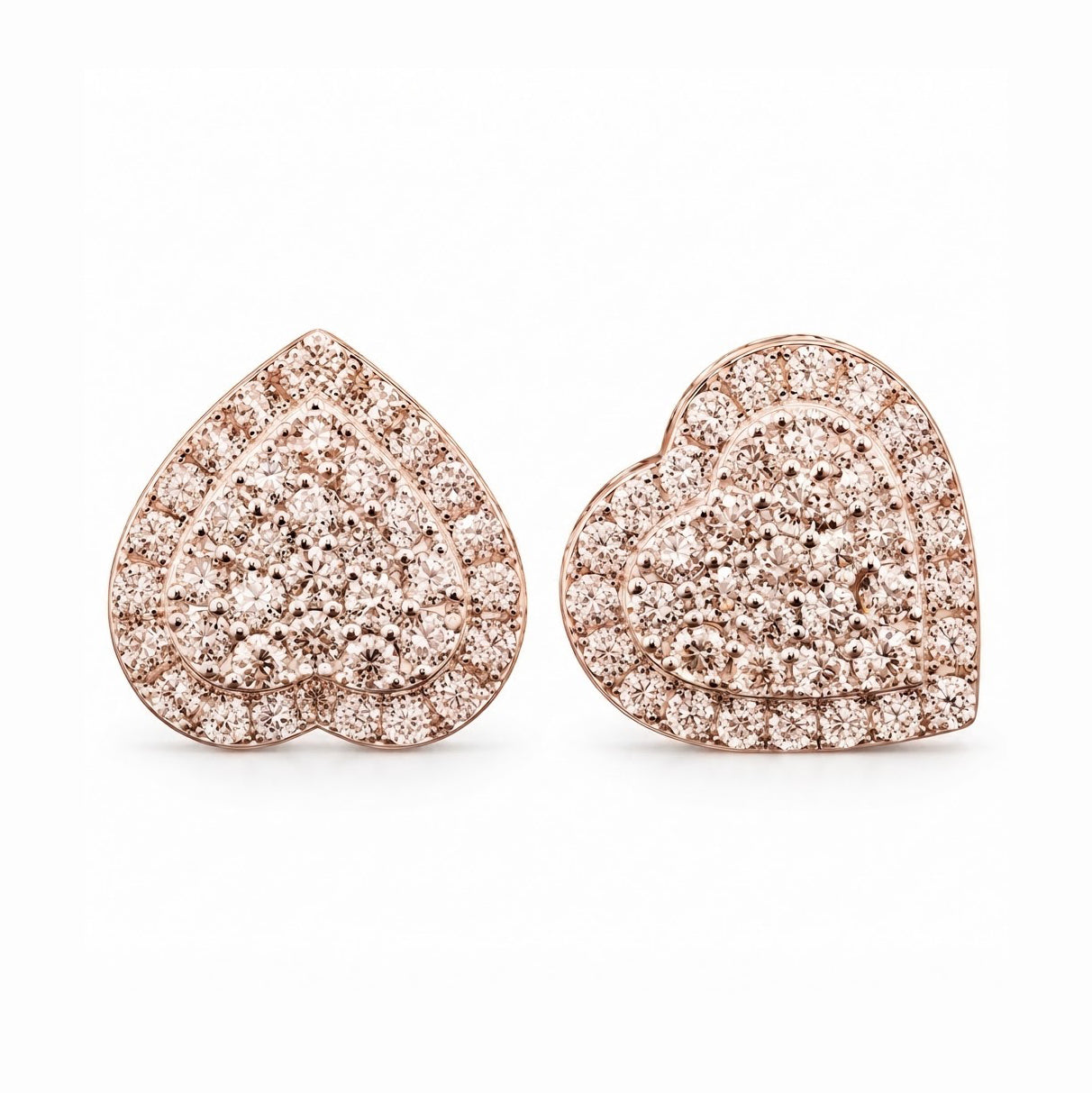 Heart Shape Moissanite Diamond Hip Hop Style Halo Stud Earrings