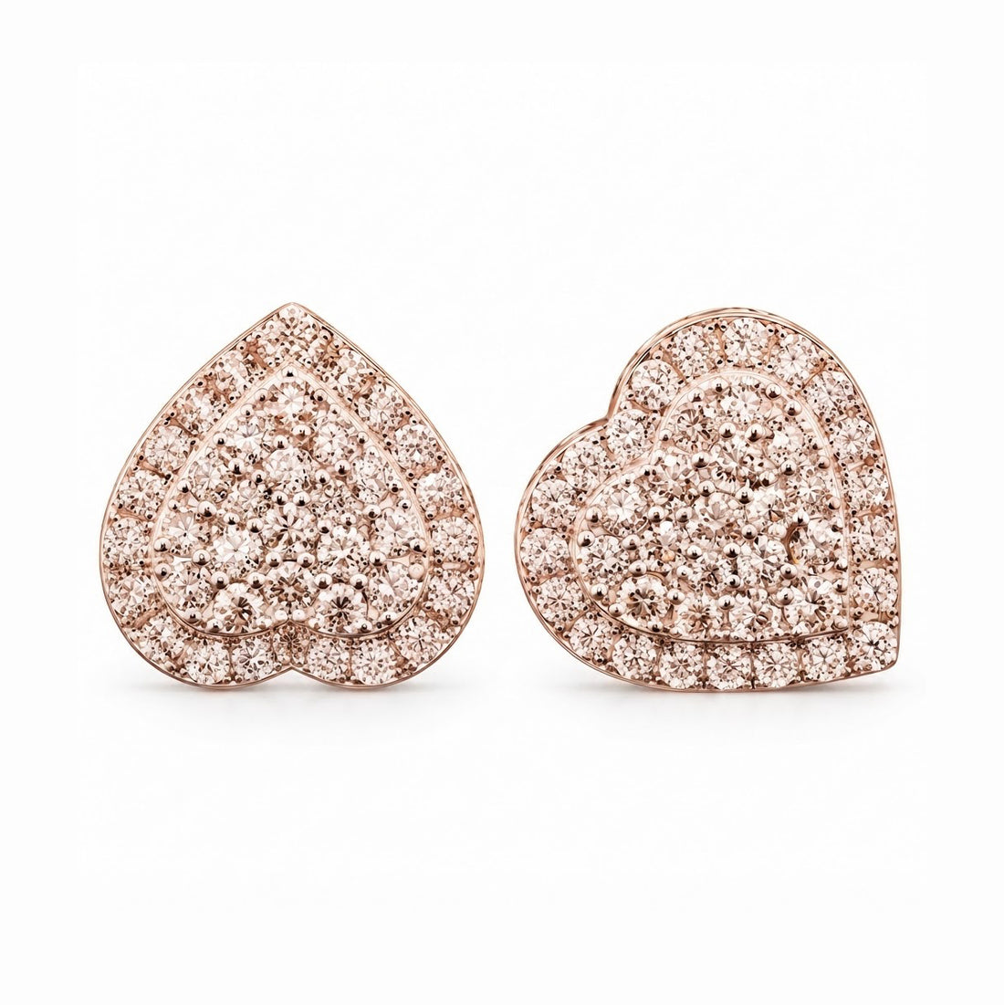 Heart Shape Moissanite Diamond Hip Hop Style Halo Stud Earrings