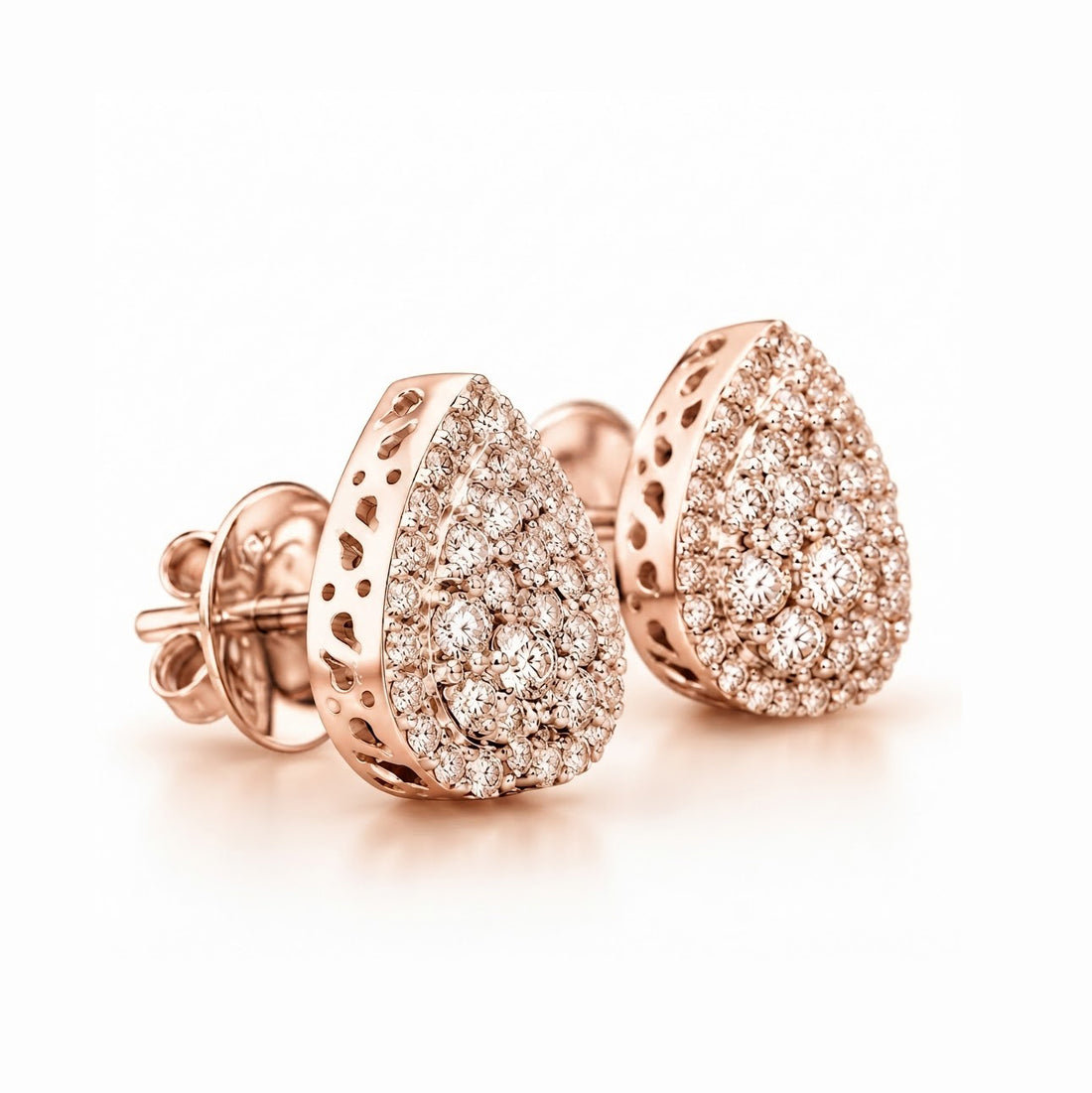 Heart Shape Moissanite Diamond Hip Hop Style Halo Stud Earrings