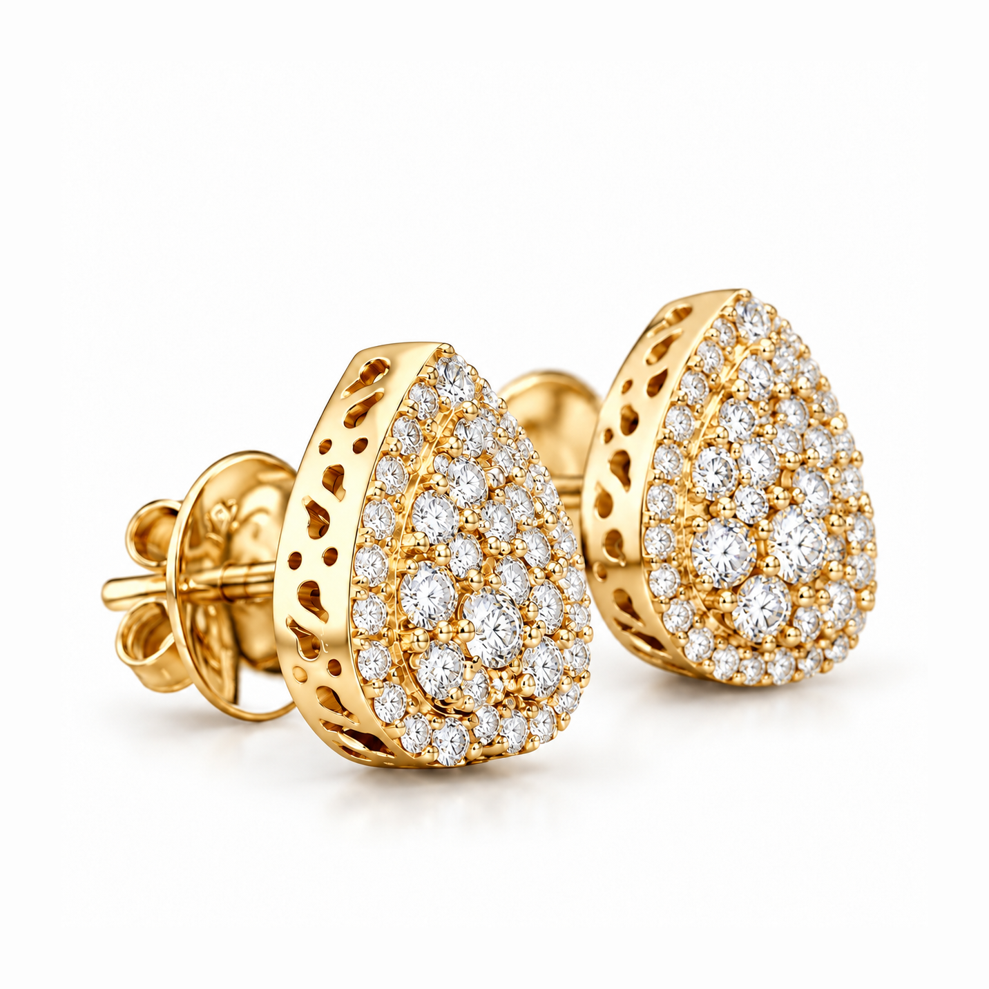 Heart Shape Moissanite Diamond Hip Hop Style Halo Stud Earrings