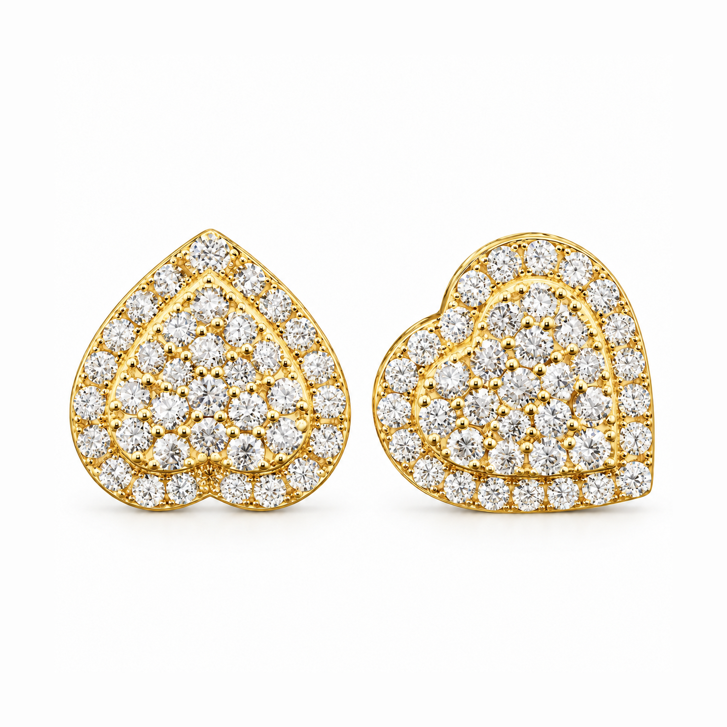 Heart Shape Moissanite Diamond Hip Hop Style Halo Stud Earrings