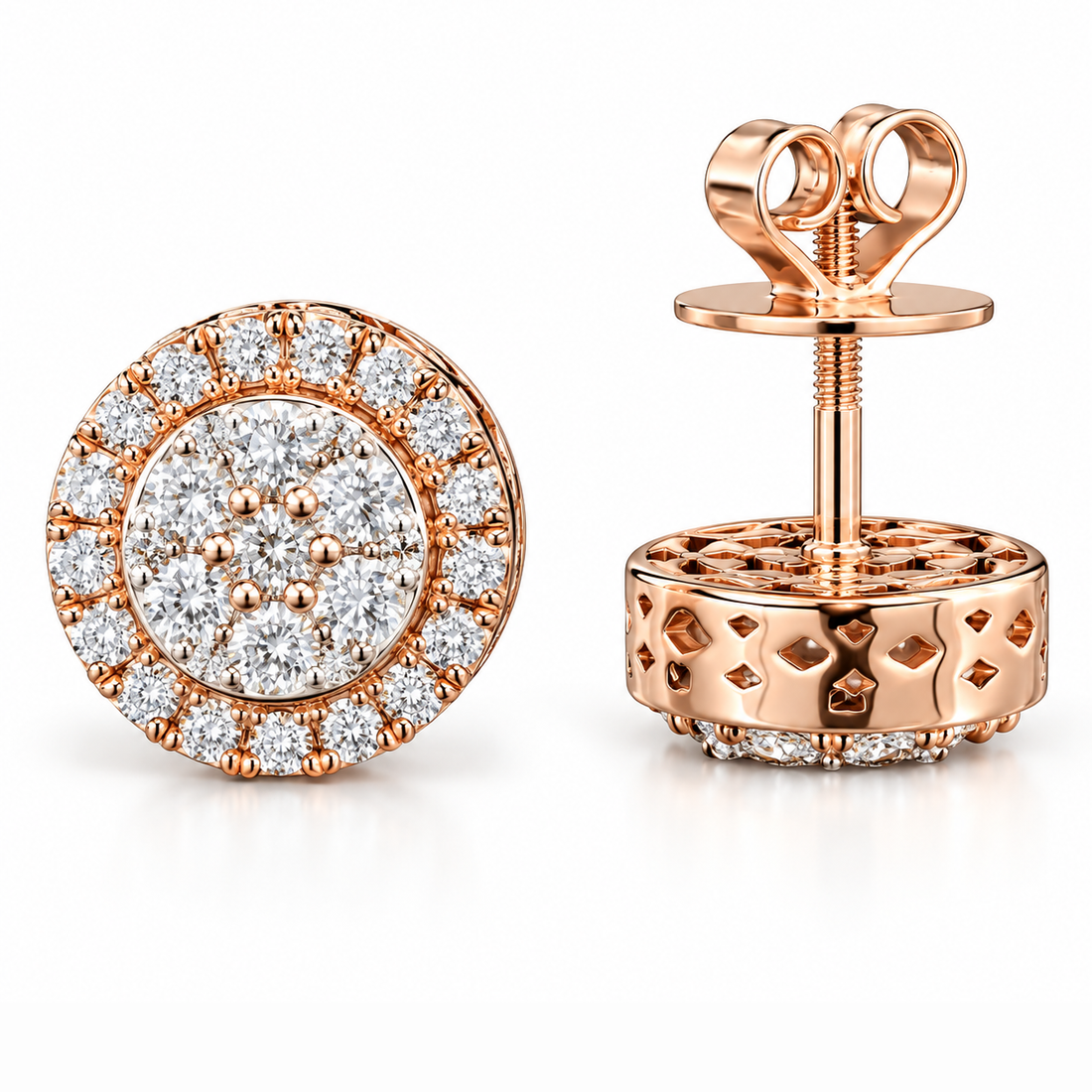 Floral Halo Hip Hop Diamond Stud Earrings for Unisex