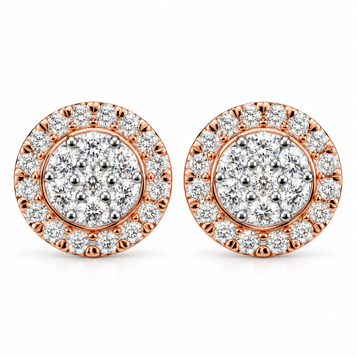 Floral Halo Hip Hop Diamond Stud Earrings for Unisex